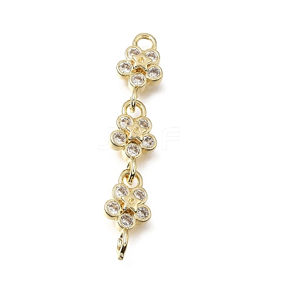 Brass Pave Cubic Zirconia Flower Connector Charms CU-E002-07G-1