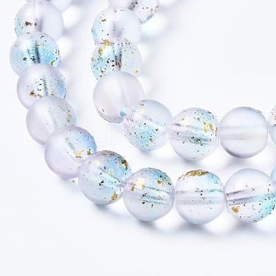 Frosted Spray Painted Glass Beads Strands GLAA-N035-03C-C07-1