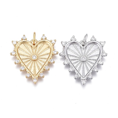 Brass Micro Pave Clear Cubic Zirconia Pendants ZIRC-M108-29-1
