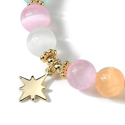 Candy Color 8mm Round Natural Selenite Beaded Stretch Bracelets BJEW-TA00501-1