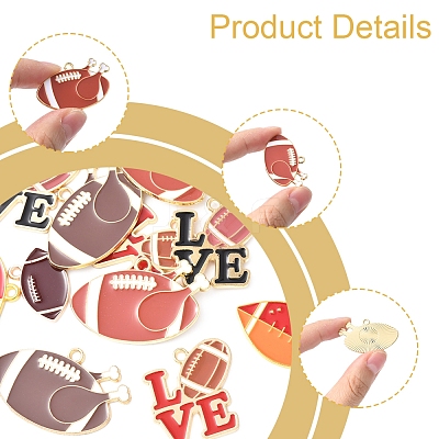 16Pcs 6 Styles Alloy Enamel Pendants ENAM-FS0002-44-1