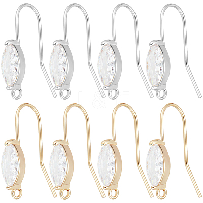 20Pcs 2 Colors Brass Earring Hooks KK-BBC0011-23-1