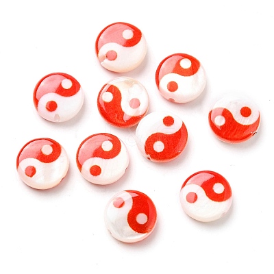 Printed Natural Freshwater Shell Beads SHEL-R129-07A-02-1