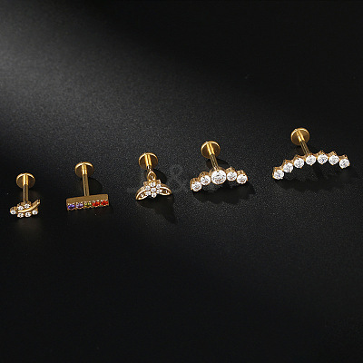 G23 Titanium Micro Pave Clear Cubic Zirconia Internally Threaded Labrets WG2497D-09-1