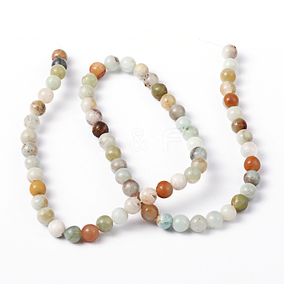 Natural Flower Amazonite Round Bead Strands X-G-D608-8mm-1