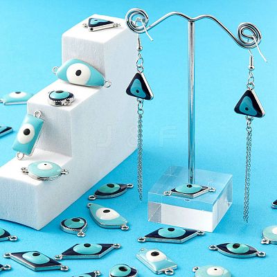 32Pcs 8 Style Platinum Alloy Enamel Links Connectors ENAM-LS0001-84-1