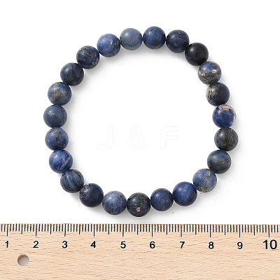 Natural Sodalite Beaded Stretch Bracelets X-BJEW-F203-05-1