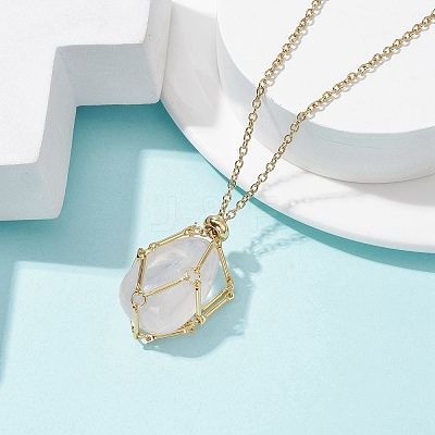 Crystal Cage Holder Necklace X-NJEW-JN04588-1