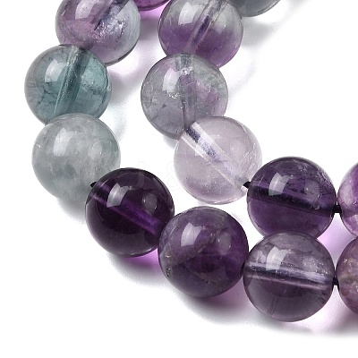 Natural Rainbow Fluorite Round Bead Strands G-P070-31-10mm-1