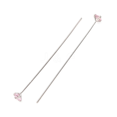 Brass Micro Pave Cubic Zirconia Stud Earring Findings CU-CBA4618-01P-02-1