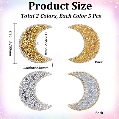 10Pcs 2 Colors Resin Rhinestone Iron on/Sew on Cloth Patches DIY-CY0003-31-1
