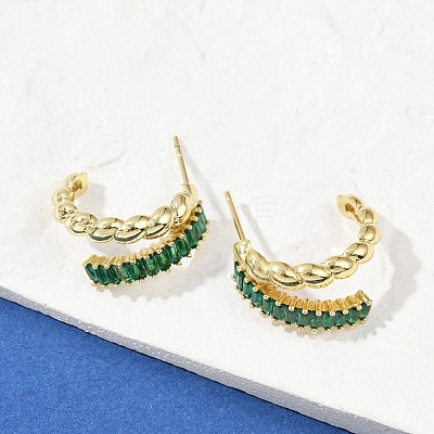 Twist Brass Micro Pave Cubic Zirconia Stud Earrings EJEW-M082-16G-01-1