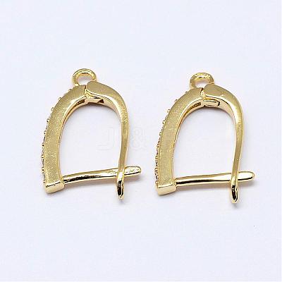 Brass Micro Pave AAA Cubic Zirconia Ear Harp Hoop Earring Findings KK-F699-04G-NR-1