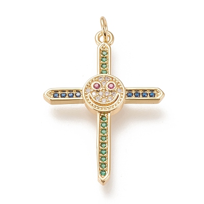 Brass Micro  Pave Cubic Zirconia Pendants ZIRC-L099-007G-1
