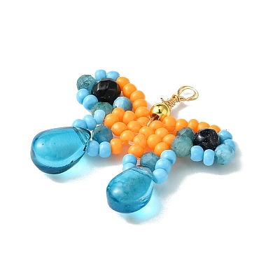 Beaded Butterfly Charms PALLOY-MZ00430-01-1