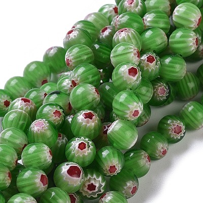 Round Millefiori Glass Beads Strands LK-P002-12-1