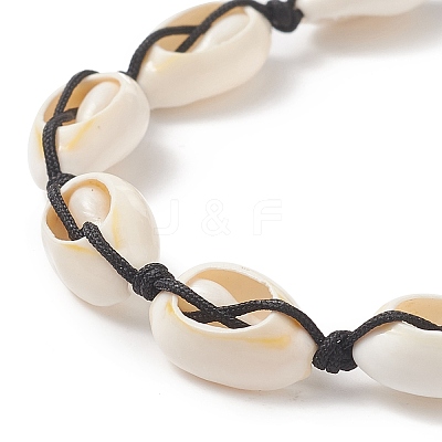 Natural Cowrie Shell Braided Beaded Anklets AJEW-AN00516-02-1