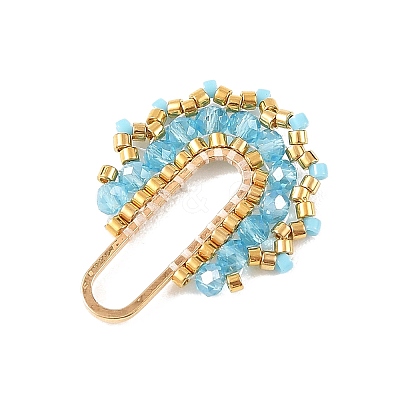 Brass & Seed Baeded & Glass Connector Charms PALLOY-MZ01372-01-1