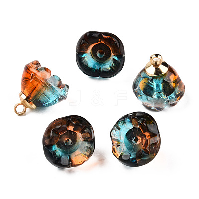 Transparent Spray Painted Glass Charms GLAA-N035-031-G02-1