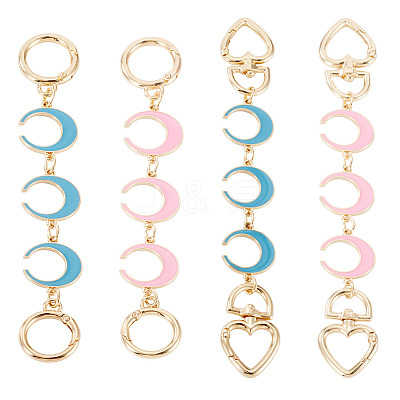 4Pcs 4 Styles Alloy Enamel Moon Link Chain Bag Extension Chains AJEW-TA0003-13-1