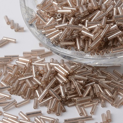 Tube Silver Lined Round Hole Glass Bugle Beads SEED-K001-A11-1