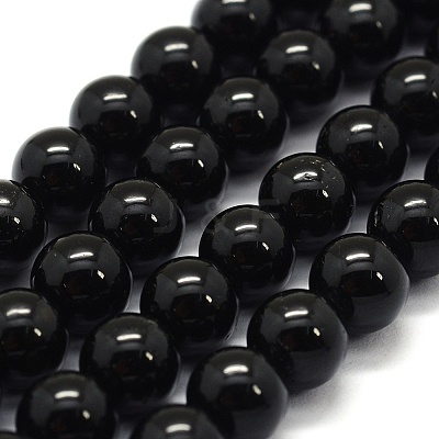 Natural Black Tourmaline Beads Strands G-G763-01-10mm-AB-1