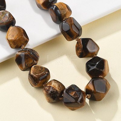 Natural Tiger Eye Nuggets Beaded Necklaces for Women Men NJEW-K388-01J-1
