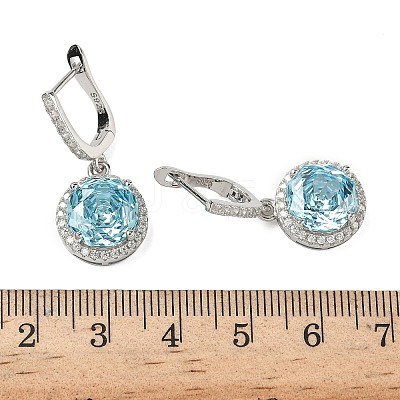 925 Sterling Silver Micro Pave Cubic Zirconia Hoop Earrings EJEW-B147-01A-03-1