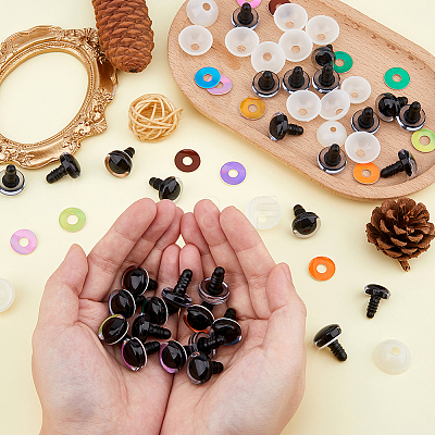 40 Sets 10 Colors Plastic Doll Craft Eyes KY-FH0001-42B-1