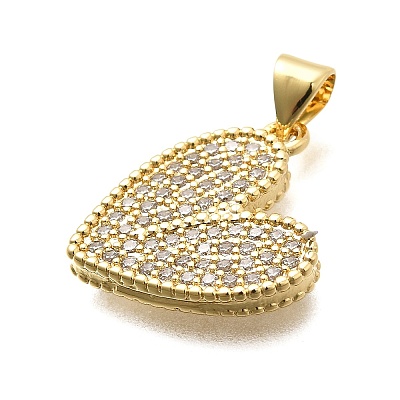 Brass Micro Pave Cubic Zirconia Pendants KK-C087-19G-1