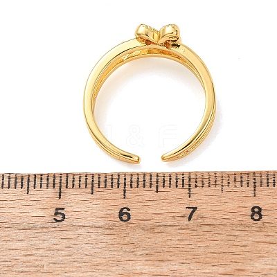 Brass Micro Pave Cubic Zirconia Cuff Open Rings for Women RJEW-F217-04G-1