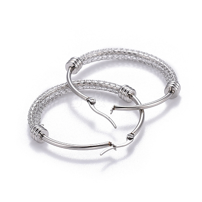 Non-Tarnish 304 Stainless Steel Hoop Earrings EJEW-L232-032C-P-1