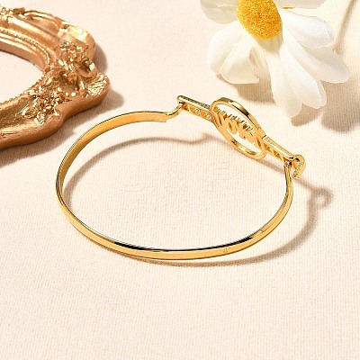 201 Stainless Steel Flat Round Link Bangles for Women BJEW-R014-01G-04-1