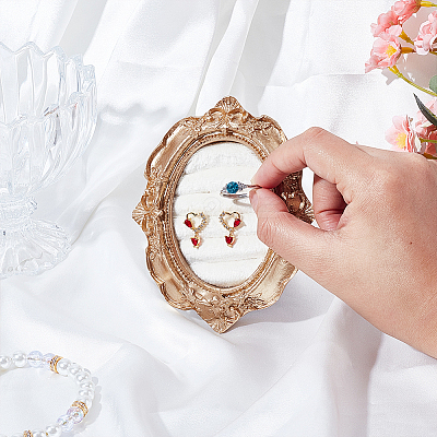 Goldenrod Photo Frame Resin Finger Ring Organizer Holder with Velvet Mat RDIS-WH0016-22-1