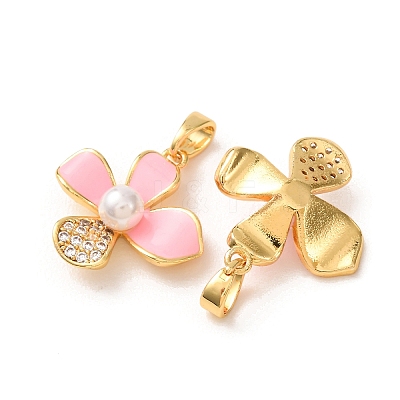 Brass Micro Pave Clear Cubic Zirconia Pendants KK-A304-25G-01-1