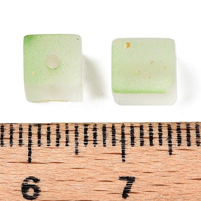 Frosted Glass Beads with Golden Glitter Powder DGLA-NH001-6mm-01D-1