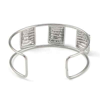 Non-Tarnish 304 Stainless Steel Wide Textured Open Cuff Bangles BJEW-Q348-05P-01-1