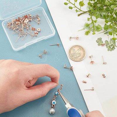 30Pcs 304 Stainless Steel Ball Stud Earring Post STAS-UN0028-92-1