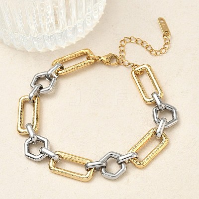 304 Stainless Steel Link Chain Bracelets for Women BJEW-A169-01GP-1