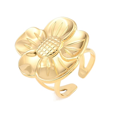 304 Stainless Steel Open Cuff Rings for Women RJEW-S410-01G-01-1