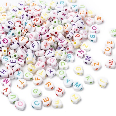 Opaque Acrylic Heart Beads SACR-Q100-M031-1