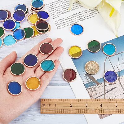 36Pcs 6 Colors Colored Glass Mosaic Tiles DIY-OC0009-46-1