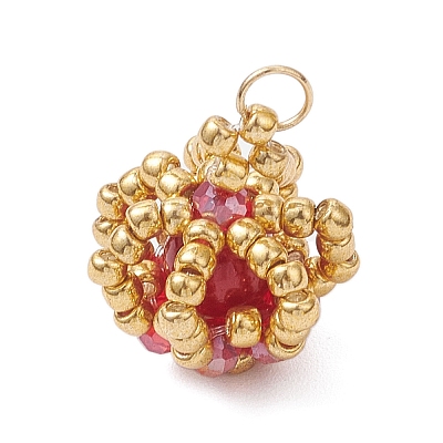 Glass Seed Beaded Crown Pendants PALLOY-MZ01042-03-1
