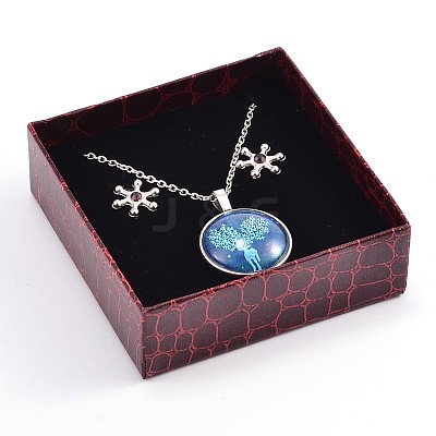 Rectangle Jewelry Set Cardboard Boxes X-CBOX-N007-01B-1