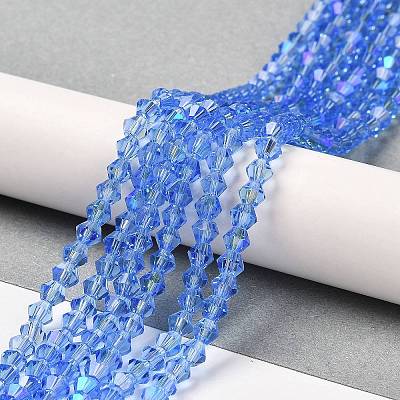 Transparent Electroplate Glass Beads Strands GLAA-F029-4mm-D07-1