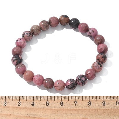 Natural Rhodonite Beads Stretch Bracelets X-BJEW-F380-01-B16-1