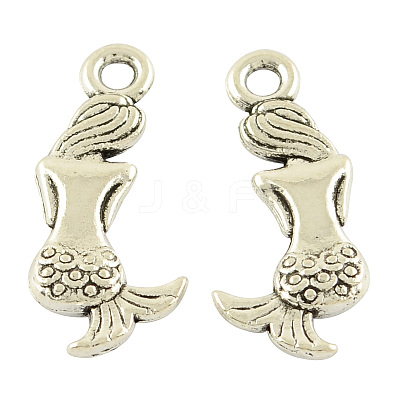 Tibetan Style Alloy Mermaid Pendants TIBEP-5402-AS-FF-1