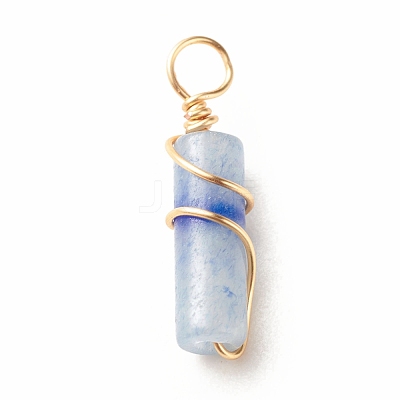 Natural Blue Aventurine Pendants PALLOY-JF01453-01-1