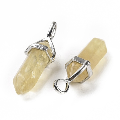 Dark Khaki Watermelon Stone Glass Pointed Pendants G-K329-24P-1