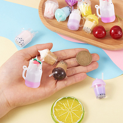 30pcs 15 style Imitation Bubble Tea & Ice Cream Resin Pendants RESI-FW0001-07-1